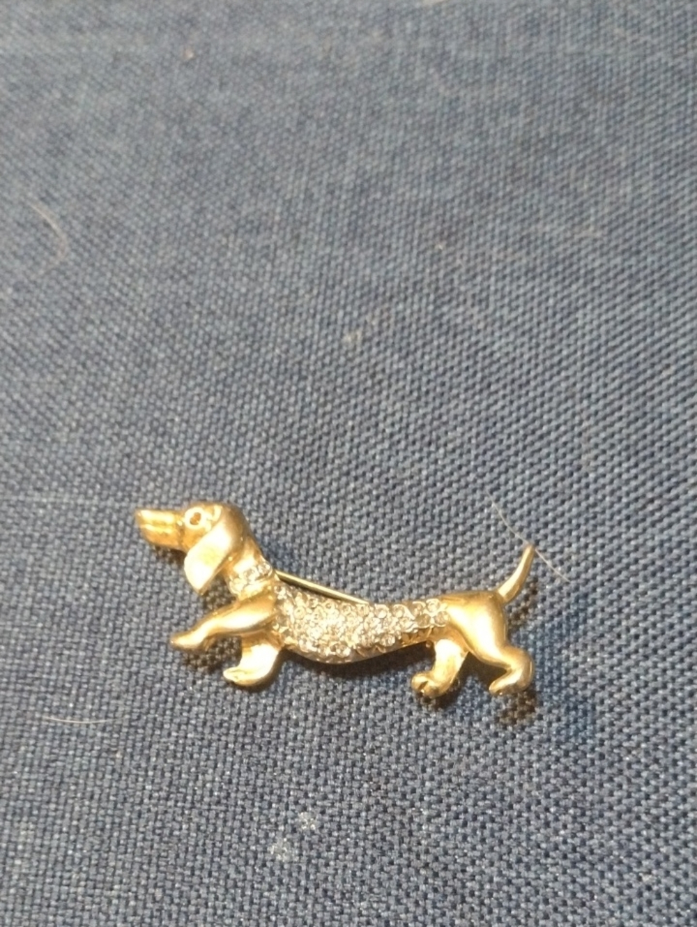 Gold Dachshund Dog Brooch Pin - Sparkle Accent